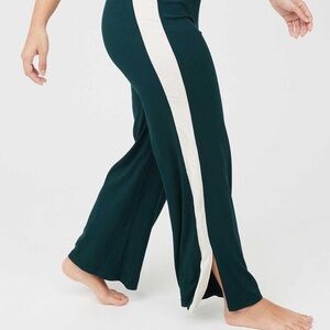 Women's Green Flare Pants with White Stripe